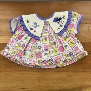 Disney Baby Minnie Dress Vintage Kids Character Floral‎ Ruffle Collar Top Dress